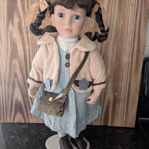 Adorable Doll with Blue Outfit and Brown Hair